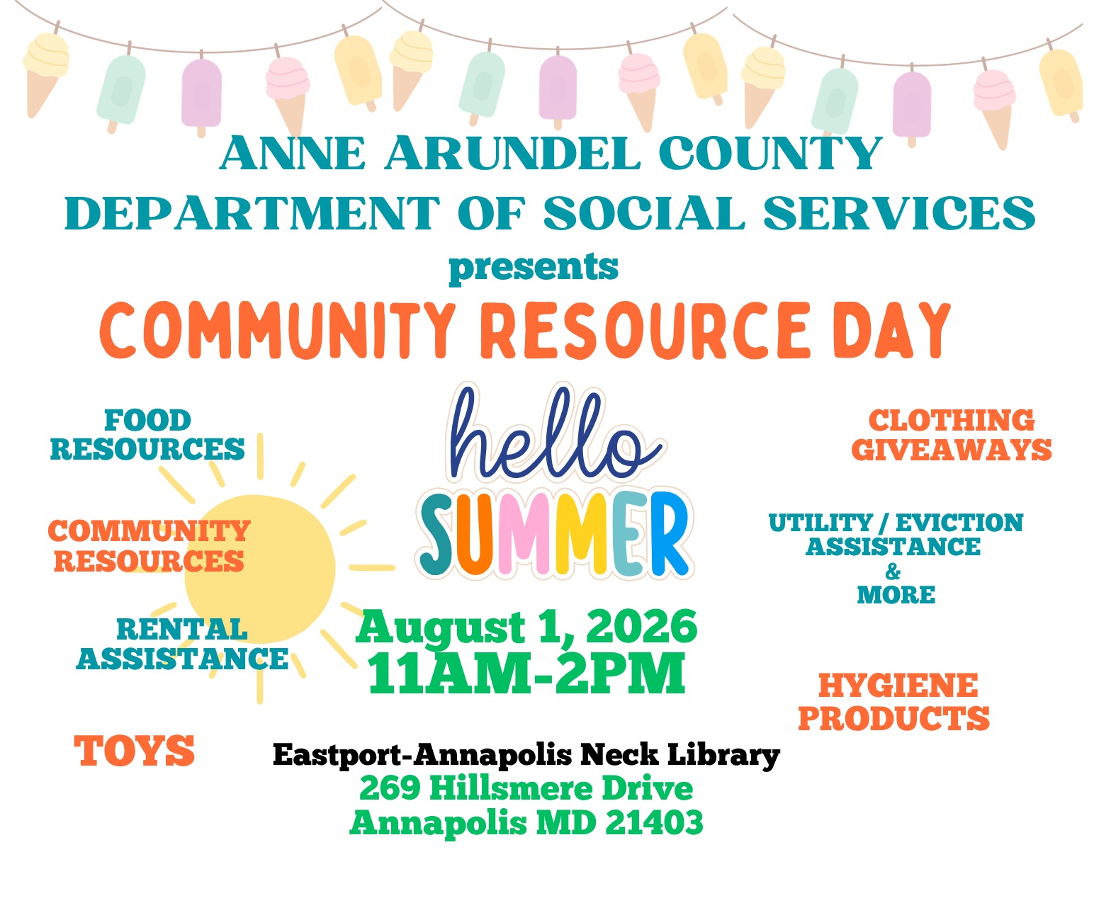 Community Resource Day flyer English Saturday August 1st 2026